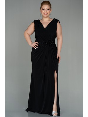 Abiyefon Kolsuz Yırtmaçlı Uzun Büyük Beden Abiye ABU2854