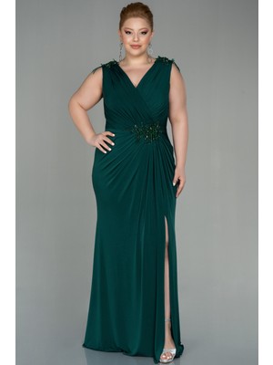 Abiyefon Kolsuz Yırtmaçlı Uzun Büyük Beden Abiye ABU2854