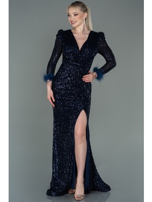 Abiyefon Uzun Kol Yırtmaçlı Pullu Balık Abiye ABU3177