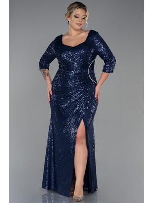 Abiyefon Kapri Kol Uzun Pullu Büyük Beden Abiye ABU3258