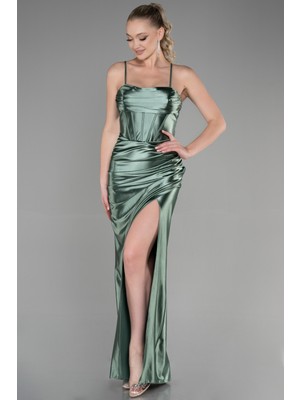 Abiyefon Bacak Dekolteli Balen Korse Uzun Saten Abiye ABU3247