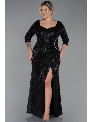 Abiyefon Kapri Kol Uzun Pullu Büyük Beden Abiye ABU3258