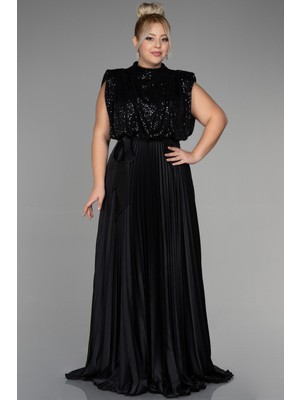 Abiyefon Saten Ateş Pile Uzun Büyük Beden Abiye ABU3341