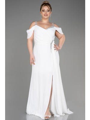 Abiyefon Bacak Dekolteli Uzun Büyük Beden Abiye ABU3742