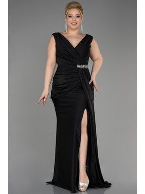 Abiyefon Bacak Dekolteli Uzun Büyük Beden Abiye ABU3737