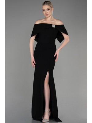 Abiyefon Kayık Yaka Bacak Dekolteli Uzun Abiye ABU3775