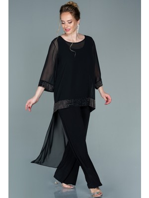 Abiyefon Kapri Kol Şifon Büyük Beden Abiye Tulum ABT083