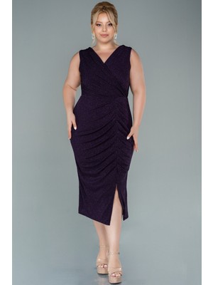 Abiyefon Kolsuz Simli Midi Büyük Beden Abiye ABK1492