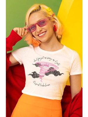 Fuddy Moda Yazılı Pink Baskılı Crop Top, Pink Baskılı Crop Bluz