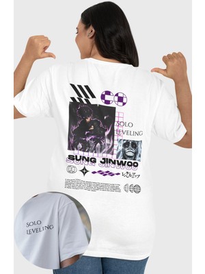 Fuddy Moda Unisex Oversize Solo Leveling Sung Anime Sırt Baskılı T-Shirt