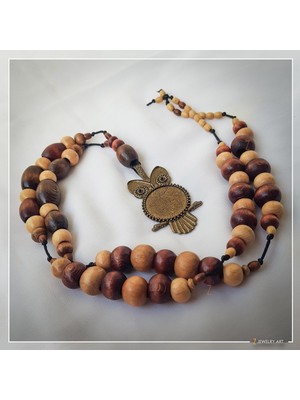 Z Jewelry Art Puhlu - El Yapımı Etnik Otantik Bohem Kadın Erkek Baykuş Kolye