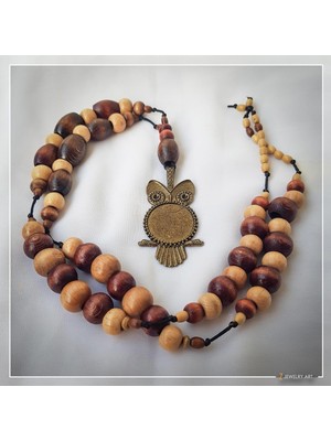 Z Jewelry Art Puhlu - El Yapımı Etnik Otantik Bohem Kadın Erkek Baykuş Kolye