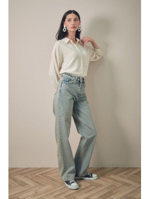 FullaModa Eskitme Görünümlü Wide Leg Jean