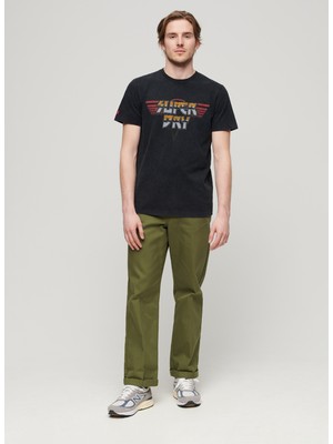 Superdry Bisiklet Yaka Baskılı Siyah Erkek T-Shirt M1011981AAFB_ROCK Graphıc Band Tee