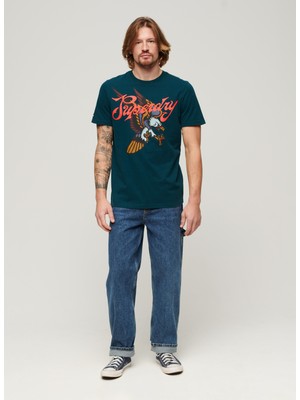 Superdry Bisiklet Yaka Baskılı Koyu Yeşil Erkek T-Shirt M1011978A1WW_TATTOO Scrıpt T Shırt