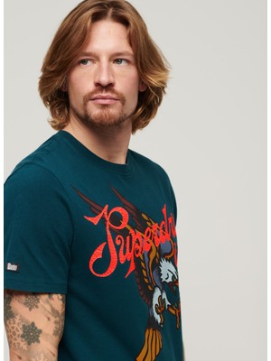 Superdry Bisiklet Yaka Baskılı Koyu Yeşil Erkek T-Shirt M1011978A1WW_TATTOO Scrıpt T Shırt