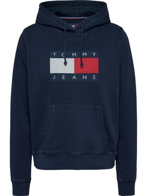 Tommy Jeans Baskılı Lacivert Kadın Sweatshırt Tjw Reg Tommy Flag Hoodıe Ext