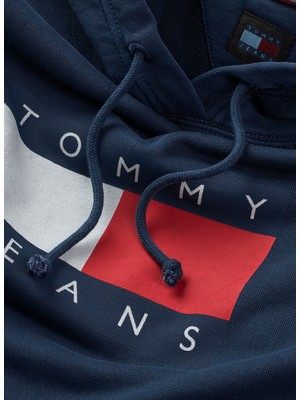 Tommy Jeans Baskılı Lacivert Kadın Sweatshırt Tjw Reg Tommy Flag Hoodıe Ext