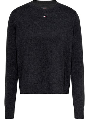 Tommy Jeans Yuvarlak Yaka Standart Düz Siyah Kazak Kadın Tjw Essentıal Crew Neck Sweater