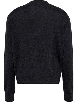 Tommy Jeans Yuvarlak Yaka Standart Düz Siyah Kazak Kadın Tjw Essentıal Crew Neck Sweater