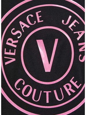 Versace Jeans Couture Yuvarlak Yaka Baskılı Siyah Kadın T-Shirt 76HAHG05