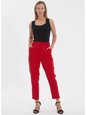 Selen Normal Bel Standart Kırmızı Kadın Pantolon 24YSL5204