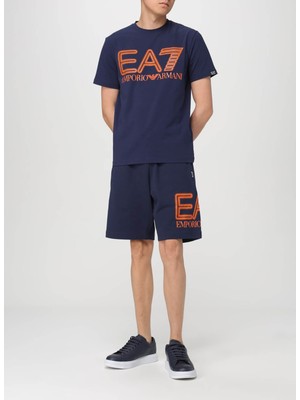 Ea7 Bisiklet Yaka Lacivert Erkek T-Shirt 3DPT37PJMUZ