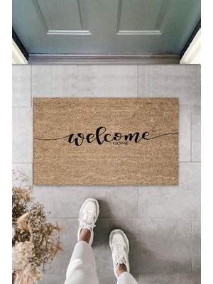 BD Digital Bej Kapı Önü Paspası Welcome Home Desbdmrkt  K-3319