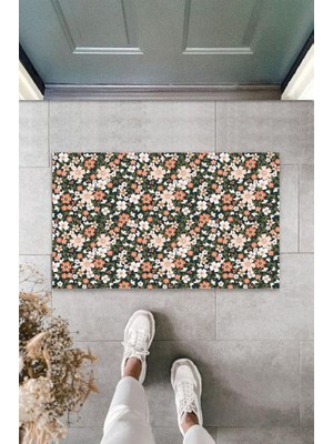 BD Digital Dijital Baskı Turuncu Küçük Çiçek Kapı Paspası