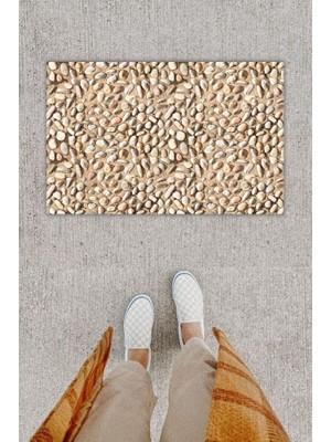 BD Digital Dijital Baskı Dekoratif Taş Bej Kapı Önü Paspası K-1263