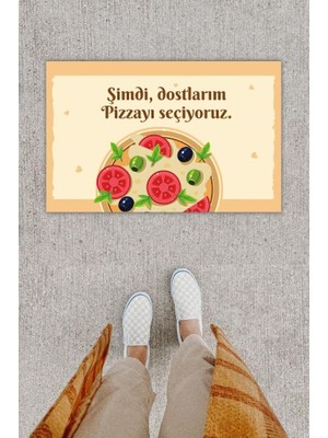 BD Digital Dijital Baskı Dekoratif Pizza Pudra Kapı Önü Paspası K-1211