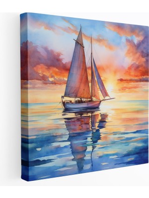 Painted Anarchy Gün Batımı Yelkenli Kanvas Tablo - Gün Batımı, Gün Batımı Ev Dekorasyonu, Kanvas Tablo, 30X30