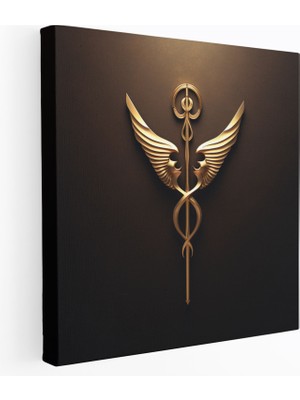 Painted Anarchy Tıp Caduceus Minimalist Kanvas Tablo - Tıp, Duvar Dekorasyonu, Tasarım, Tıp Caduceus Minimalist Kanvas Tablo, 30X30