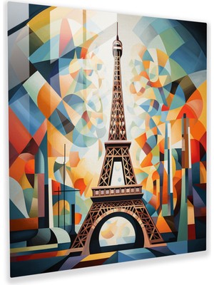 Painted Anarchy Cesur Geometrik Eyfel Kulesi Cam Duvar Tablosu, 30X30