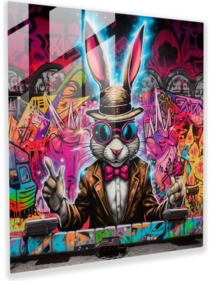 Painted Anarchy Urban Edge Bugs Bunny Sokak Sanatsal Duvar Cam Baskı Duvar Dekorasyonu, 30X30