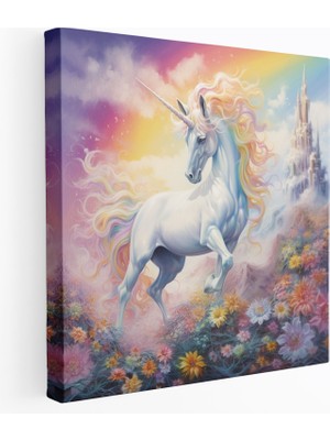 Painted Anarchy Gökkuşağı Unicorn Kanvas Tablo - Gökkuşağı, Pastel Çizim, Büyülü, 30X30