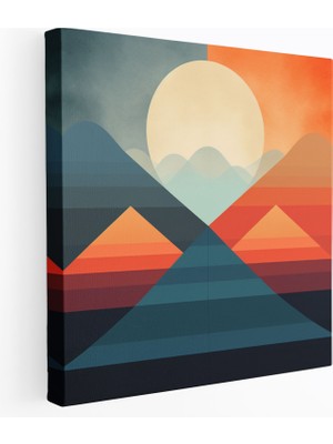 Painted Anarchy Minimalist Gün Batımı Manzarası Kanvas Tablo - Geometrik Duvar Sanatı - Gün Batımı, Kanvas, Geometrik Soyutlama, Minimalist, 30X30