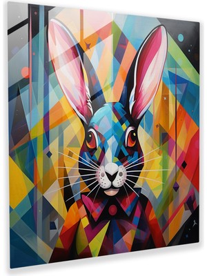 Painted Anarchy Geometrik Harmony Cam Baskı - Bugs Bunny's Prism Odyssey - Soyut Cam Duvar Tablosu, 30X30