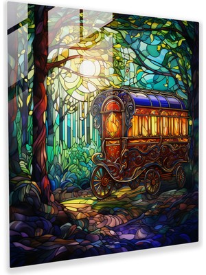 Painted Anarchy Bohem Çingene Karavanı Cam Baskı - Bohem, Modern Sanat, Çingene Karavanı, Cam Duvar Tablosu, 30X30