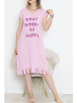 Zbteks Desenli Püsküllü Viskon Penye Günlük Elbise