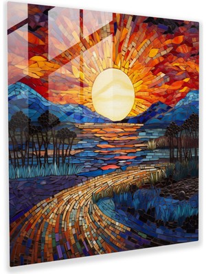 Painted Anarchy Mozaik Gün Batımı Cam Baskı - Gün Batımı, Modern Sanat, Mozaik Cam Sanatı, Gün Batımı, 30X30