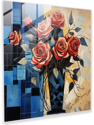 Painted Anarchy Zarif Gül Buketi Cam Baskı, 30X30