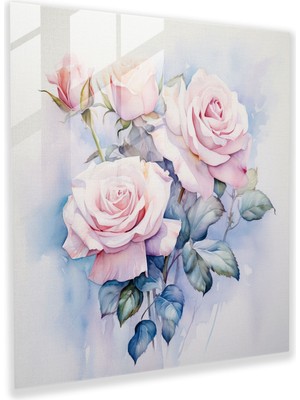Painted Anarchy Ethereal Gül Buketi Cam Baskı - Narin Suluboya Duvar Dekorasyonu, 30X30