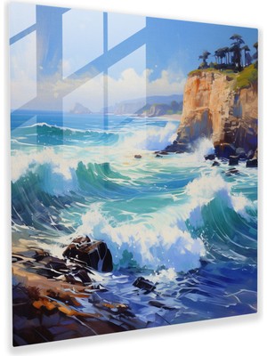 Painted Anarchy Sahil Izlenimli Cam Duvar Tablosu, 30X30