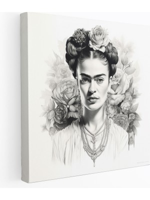 Painted Anarchy Monokrom Frida Kahlo Kanvas Tablo - Frida Kahlo, Kanvas Tablo, Duvar Dekorasyonu, 30X30