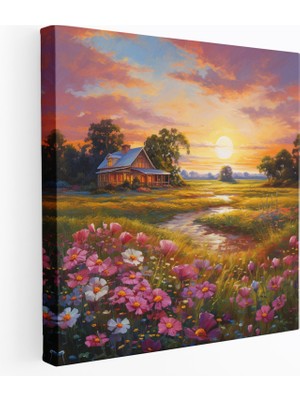 Painted Anarchy Gün Batımı Kırsal Çiçek Kanvas Tablo - Gün Batımı, Duvar Dekorasyonu, Ev Dekorasyonu, Gün Batımı, 30X30