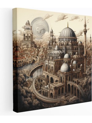 Painted Anarchy Osmanlı Imparatorluğu'nun Mimari Harikaları - Elle Çizilmiş Kanvas Tablo, 30X30