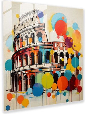Painted Anarchy Roma Kolezyumunun Canlı Geometrik Cam Baskısı - Ev Dekorasyonu Için Çağdaş Soyut Cam Duvar Sanatı, 30X30