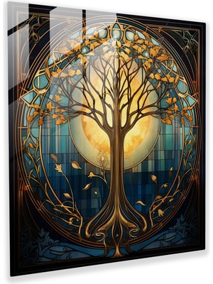 Painted Anarchy Art Deco Cam Hayat Ağacı Duvar Sanatı - Hayat Ağacı, Geometrik Desenler, Modern Sanat, Duvar Dekorasyonu, 30X30