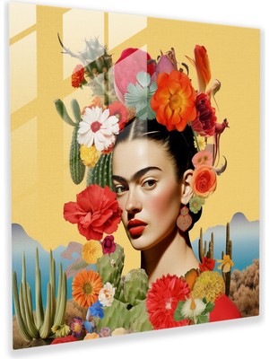 Painted Anarchy Frida Kahlo Cam Baskı - Frida Kahlo, Sürrealizm, Cam Baskı, Kaprisli Kolaj, 30X30